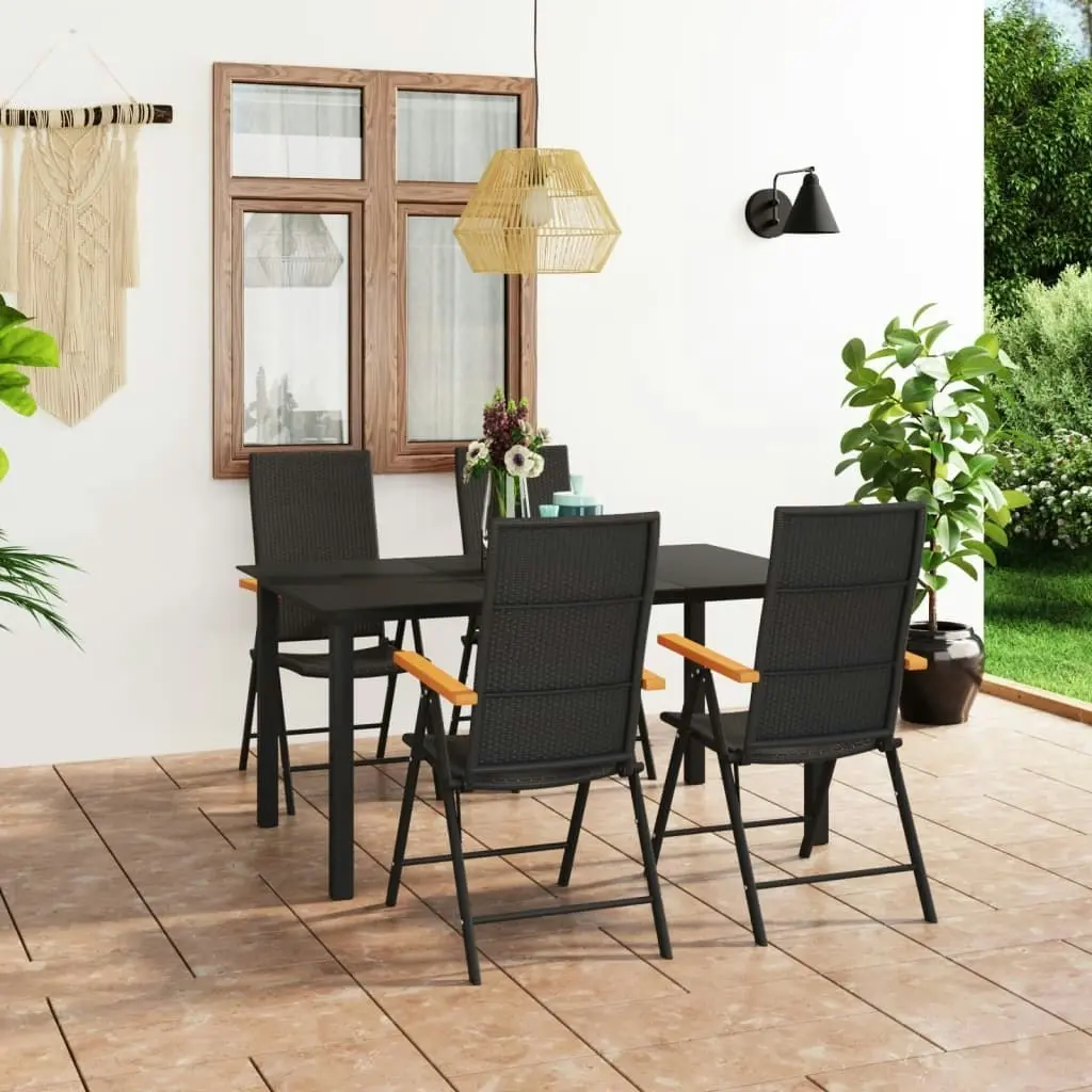 5 Piece Garden Dining Set Black and Brown 3060072