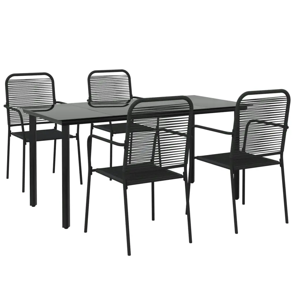 5 Piece Garden Dining Set Black Cotton Rope and Steel 3156536