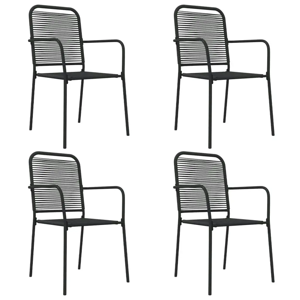 5 Piece Garden Dining Set Black Cotton Rope and Steel 3156536