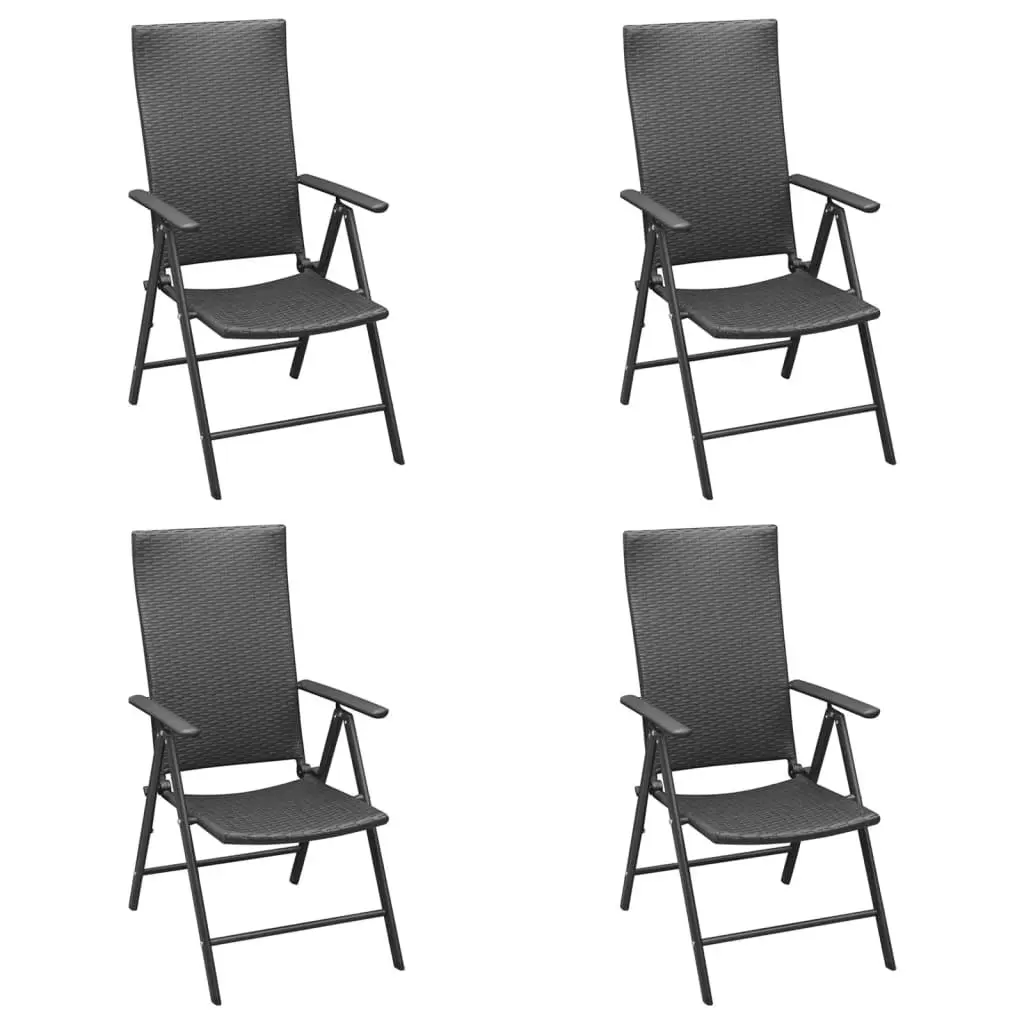 5 Piece Garden Dining Set Black Poly Rattan 3156512