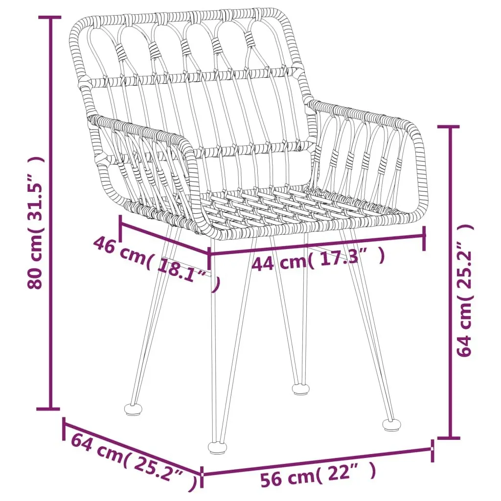 5 Piece Garden Dining Set Black Poly Rattan 3157855