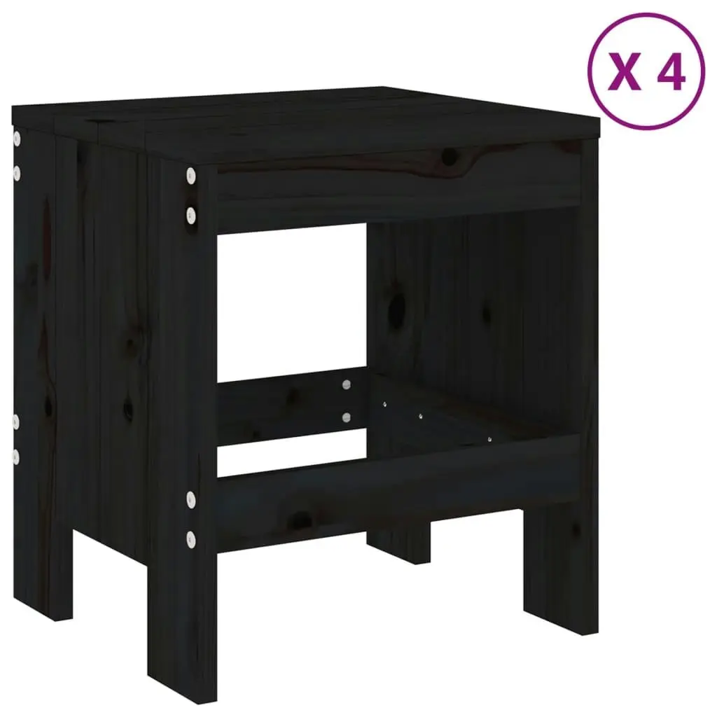 5 Piece Garden Dining Set Black Solid Wood Pine 3157713