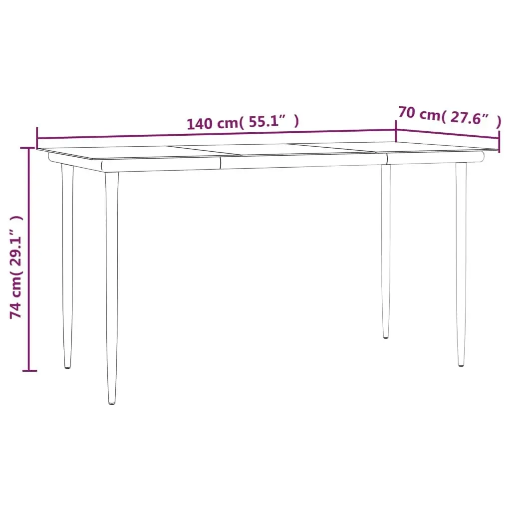 5 Piece Garden Dining Set Black Steel and Textilene 3200684