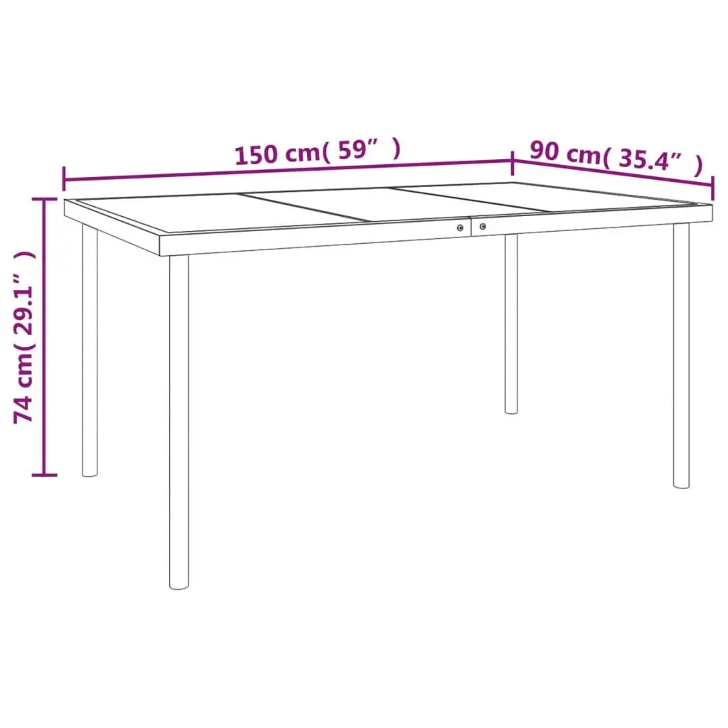 5 Piece Garden Dining Set Black Steel and Textilene 3200698