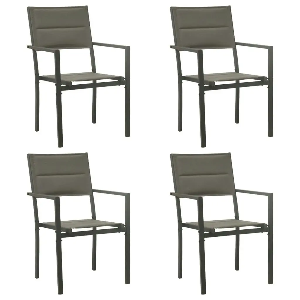 5 Piece Garden Dining Set Black Steel and Textilene 3200746