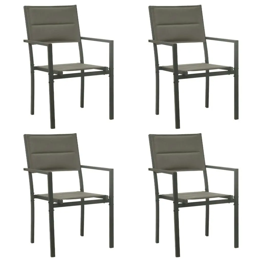 5 Piece Garden Dining Set Black Steel and Textilene 3200738