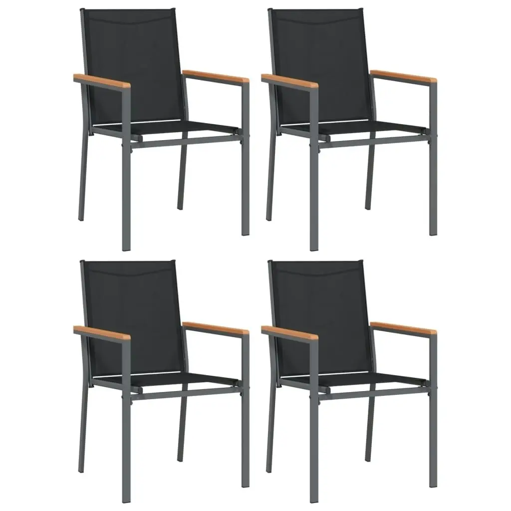 5 Piece Garden Dining Set Black Textilene and Steel 3187045