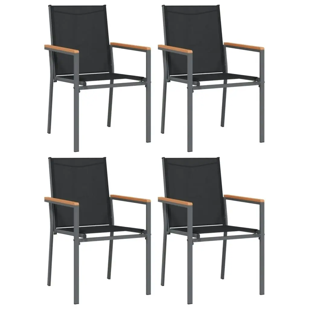 5 Piece Garden Dining Set Black Textilene and Steel 3187037