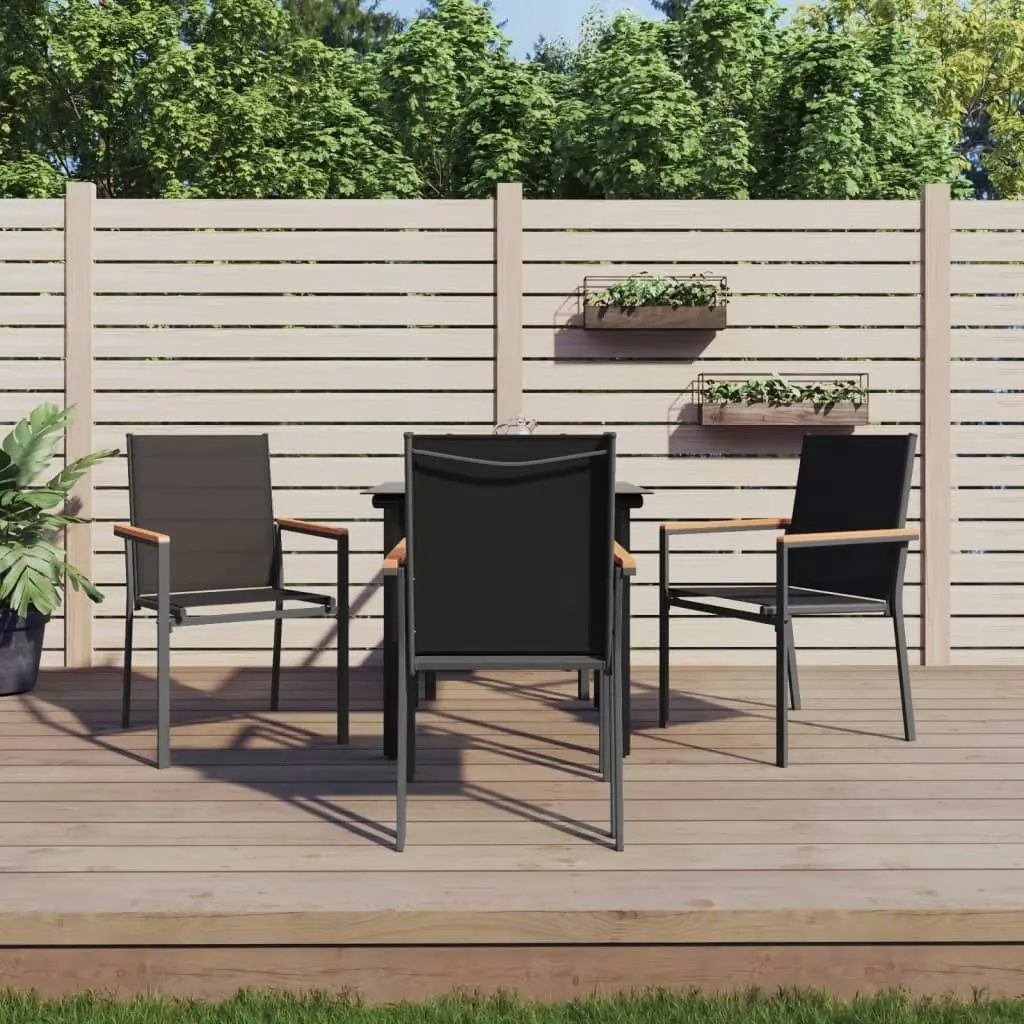 5 Piece Garden Dining Set Black Textilene and Steel 3187042