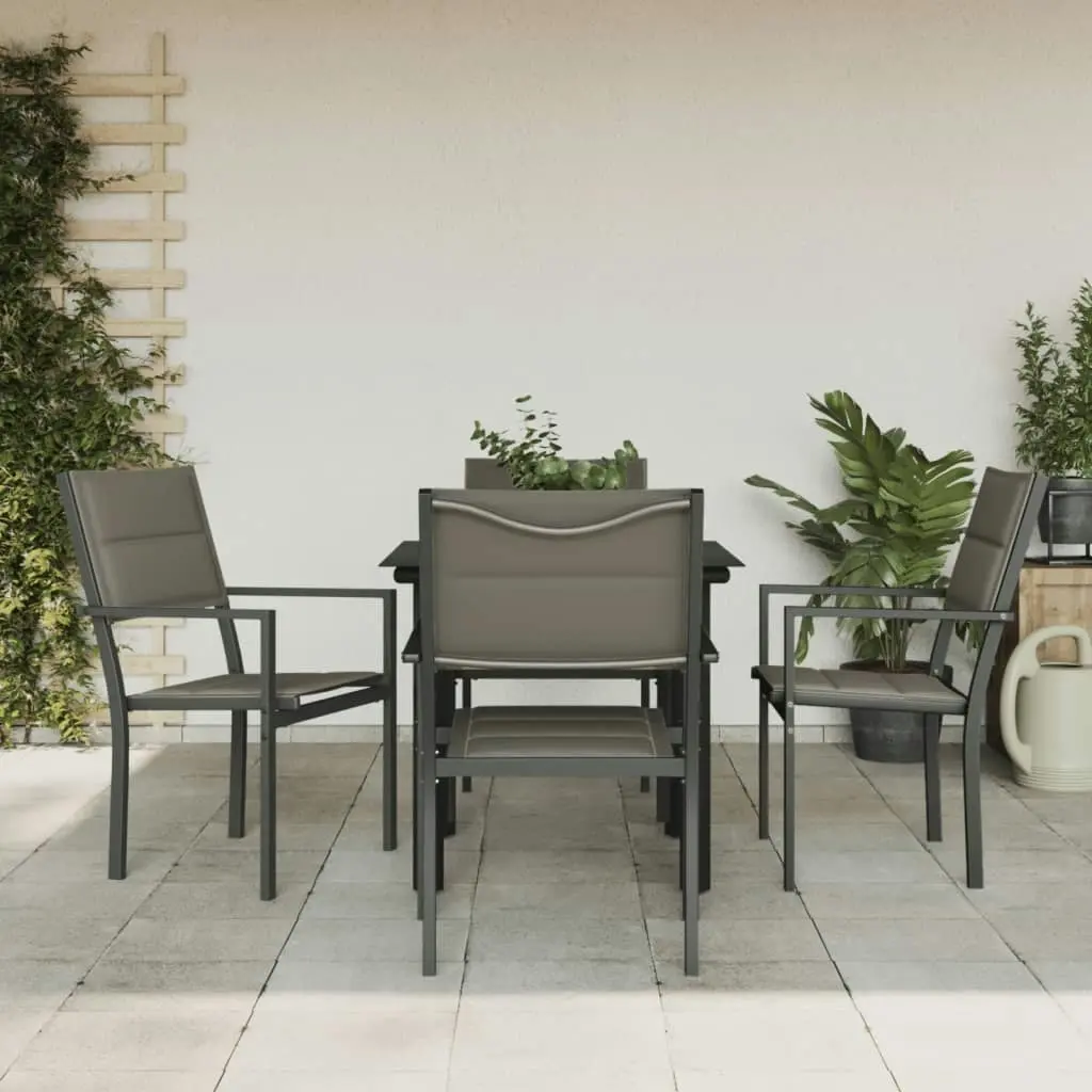 5 Piece Garden Dining Set Black Steel and Textilene 3200743