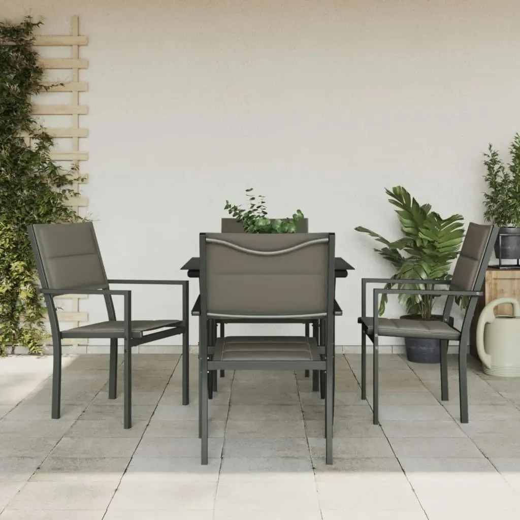 5 Piece Garden Dining Set Black Steel and Textilene 3200735