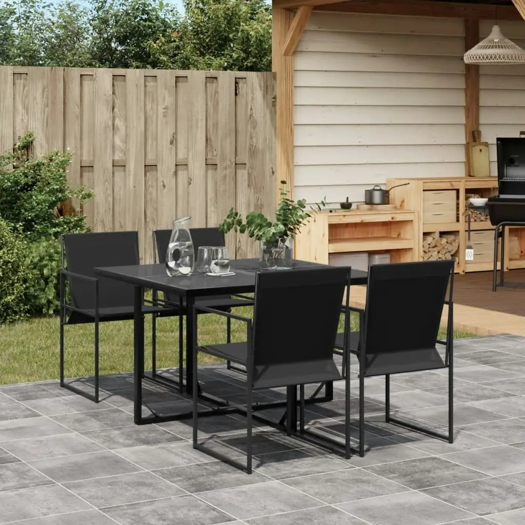 5 Piece Garden Dining Set Black Textilene 3295118