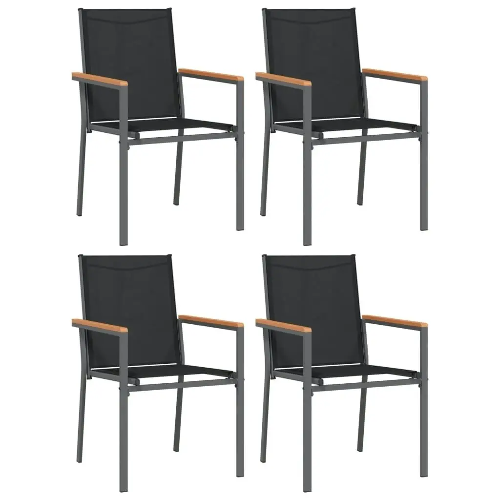 5 Piece Garden Dining Set Black Textilene and Steel 3187034