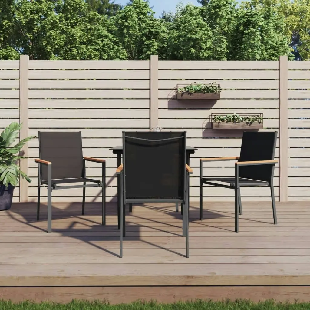 5 Piece Garden Dining Set Black Textilene and Steel 3187034