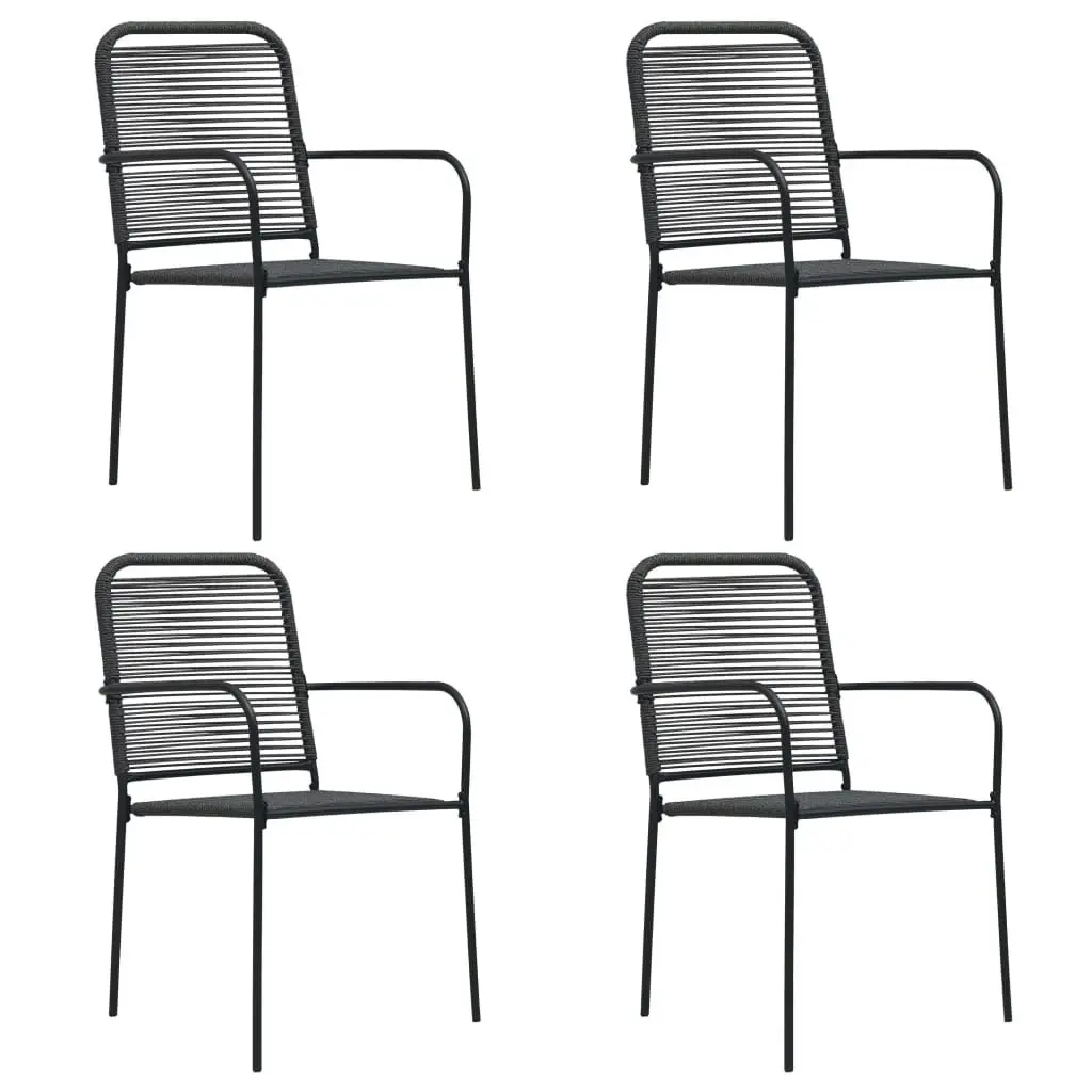 5 Piece Garden Dining Set Cotton Rope and Steel Black 3058279