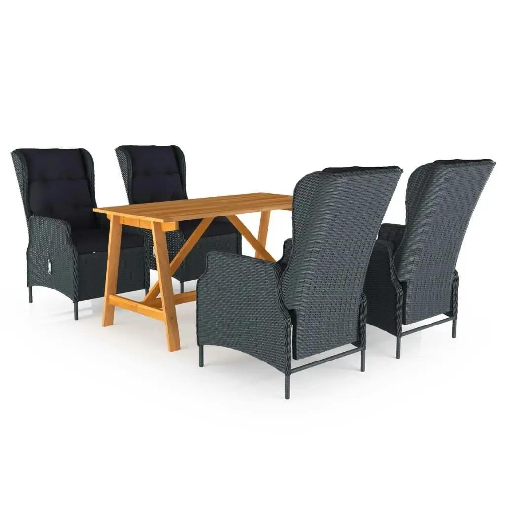 5 Piece Garden Dining Set Dark Grey 3068782