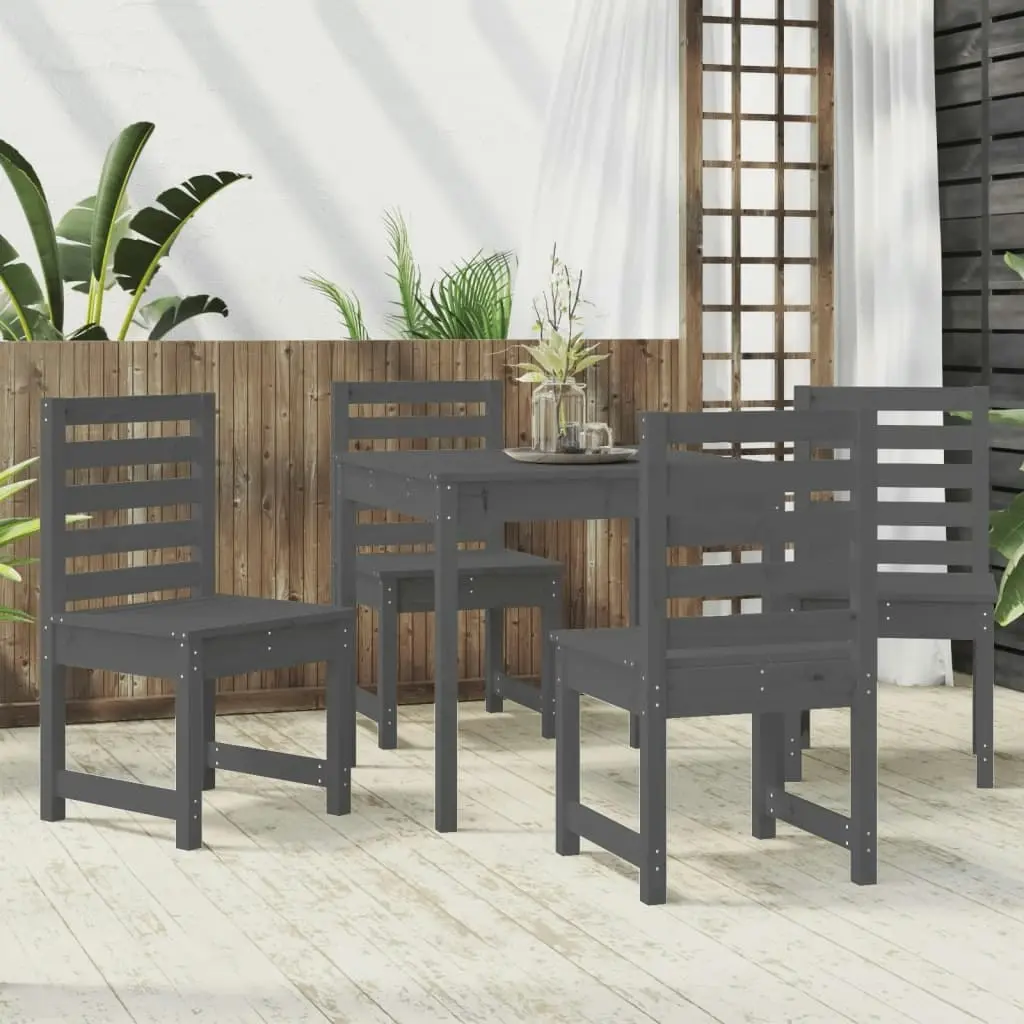 5 Piece Garden Dining Set Grey Solid Wood Pine 3154679