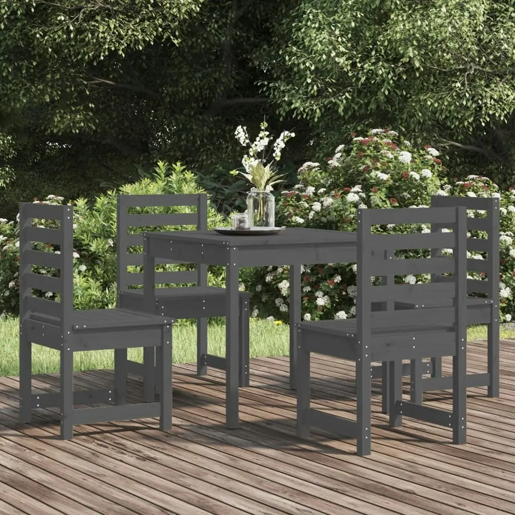 5 Piece Garden Dining Set Grey Solid Wood Pine 3154679