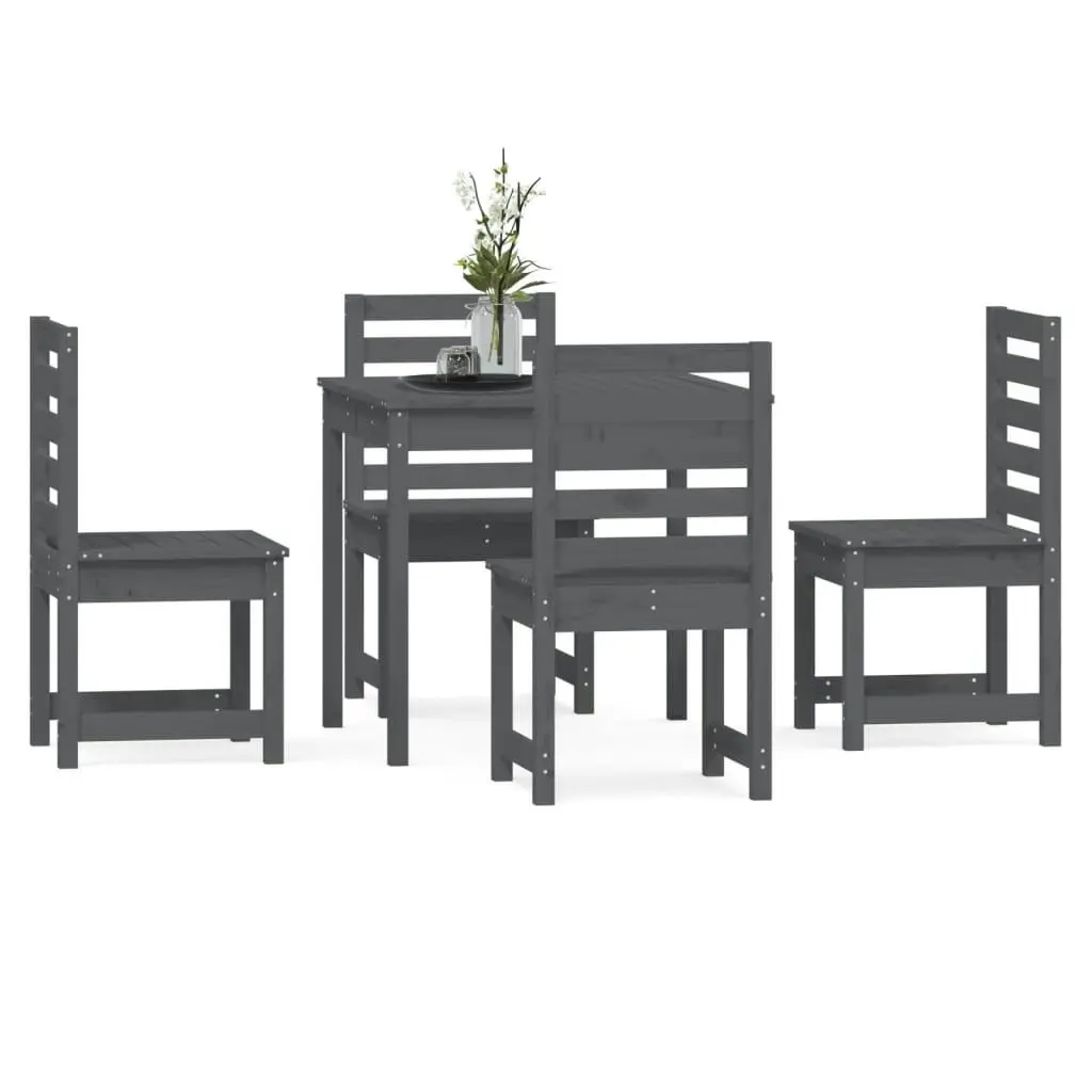 5 Piece Garden Dining Set Grey Solid Wood Pine 3154679