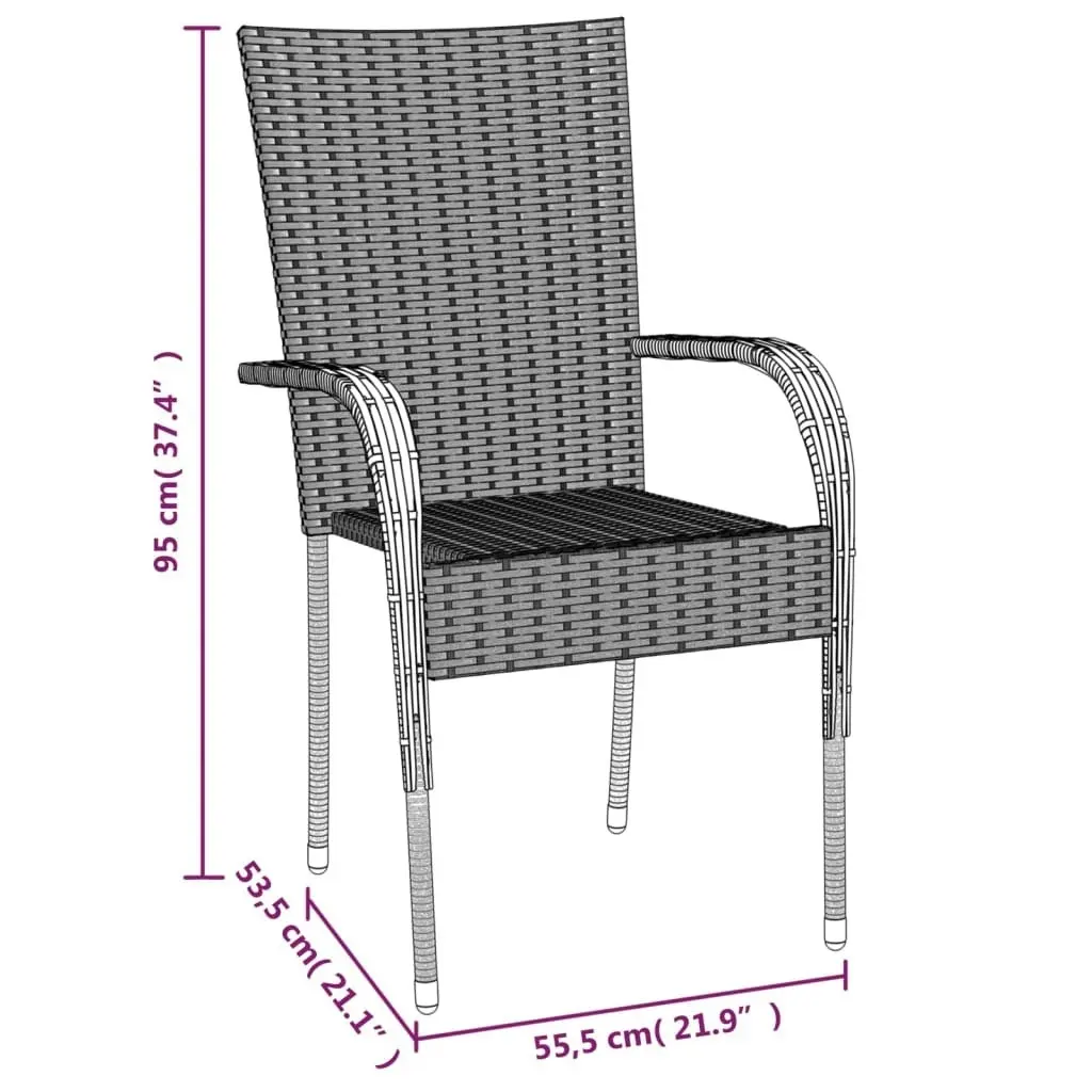 5 Piece Garden Dining Set Grey Poly Rattan 3156664