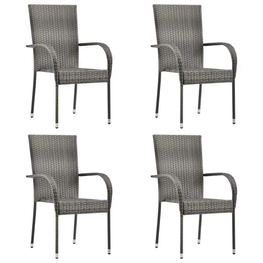 5 Piece Garden Dining Set Grey Poly Rattan 3156664