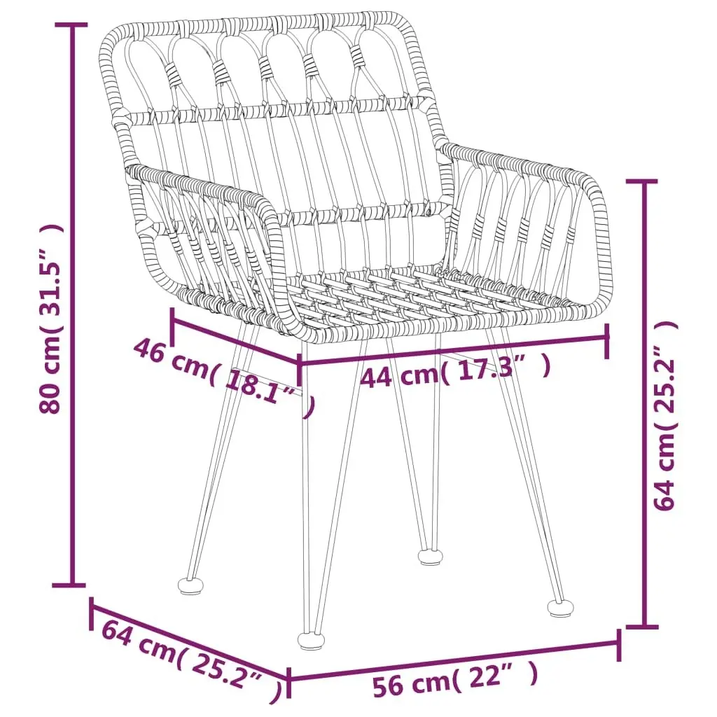 5 Piece Garden Dining Set Poly Rattan 3157860