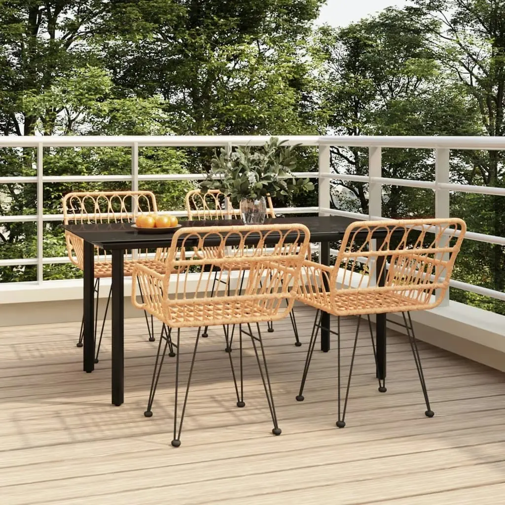 5 Piece Garden Dining Set Poly Rattan 3157862