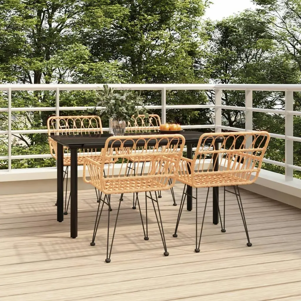 5 Piece Garden Dining Set Poly Rattan 3157861