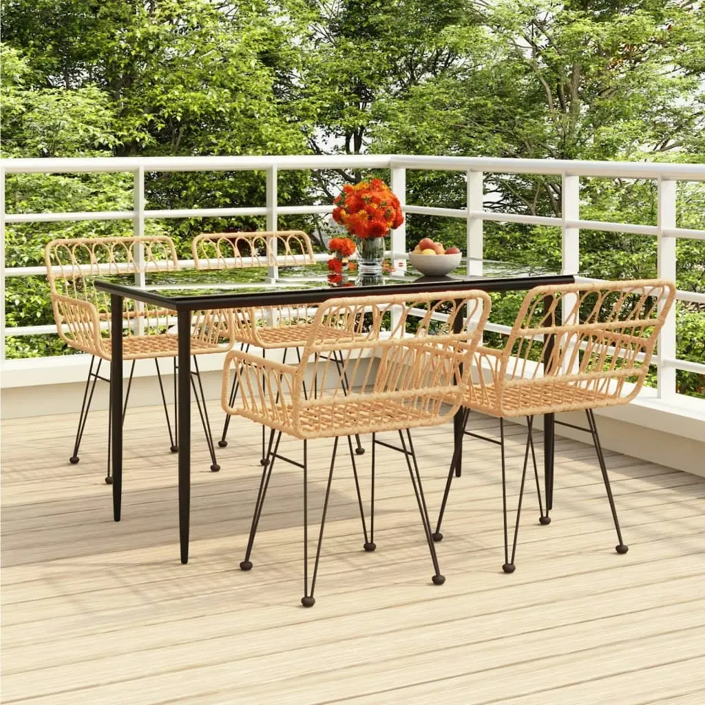 5 Piece Garden Dining Set Poly Rattan 3157847