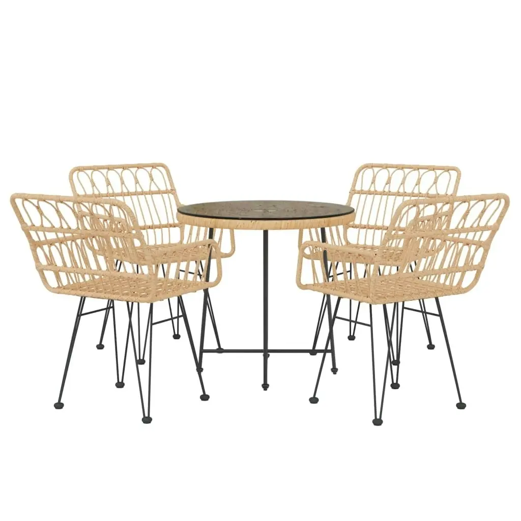 5 Piece Garden Dining Set Poly Rattan 3157841