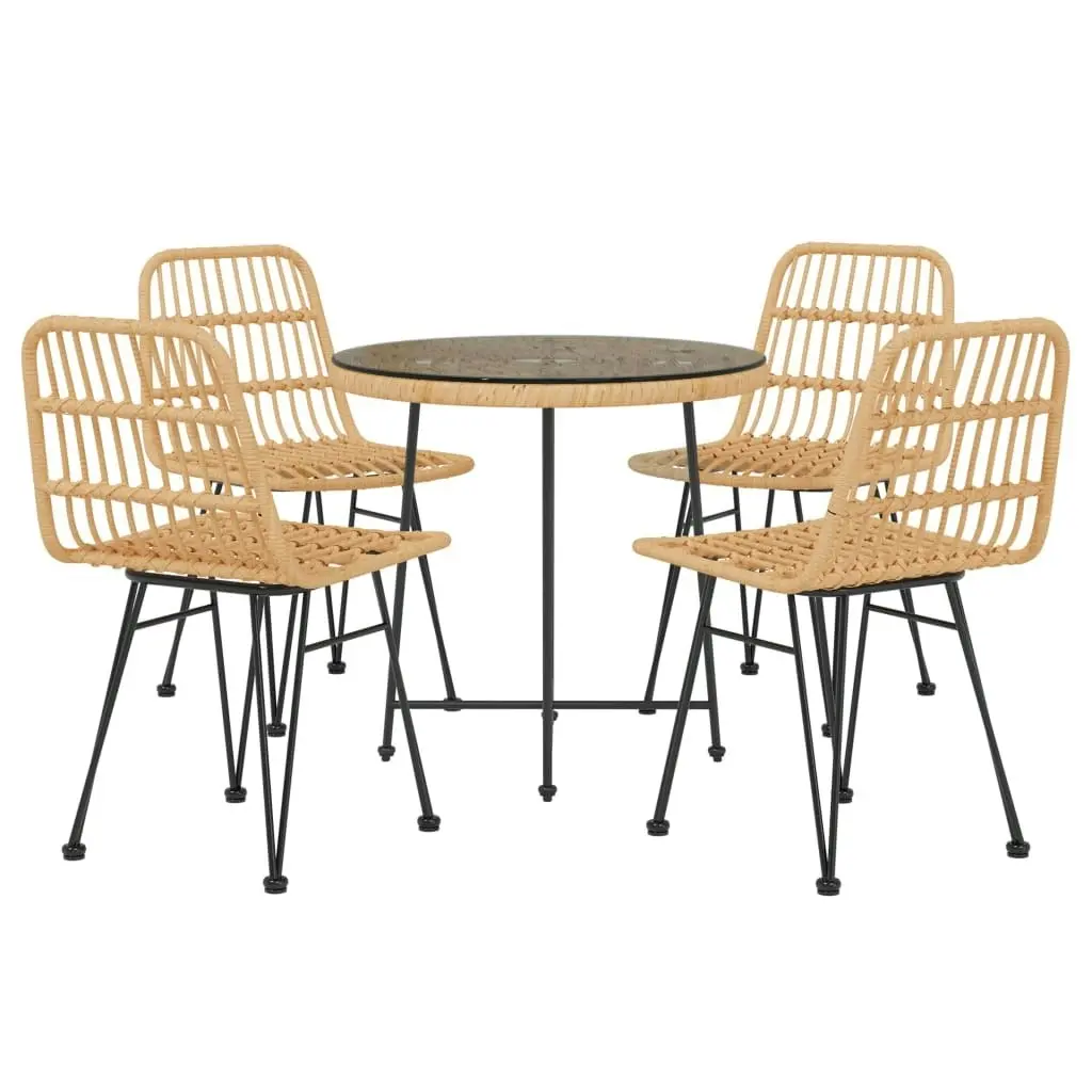 5 Piece Garden Dining Set Poly Rattan 3157843