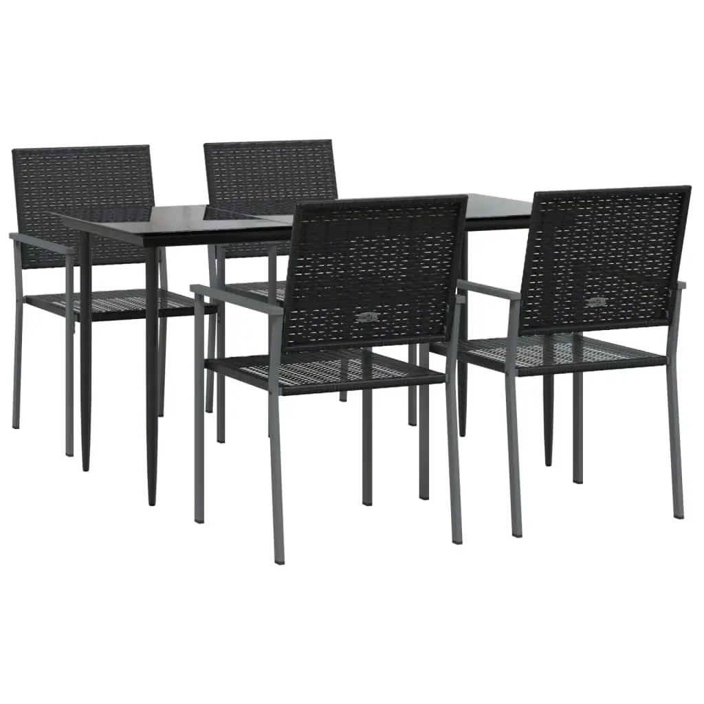 5 Piece Garden Dining Set Poly Rattan and Steel 3187007