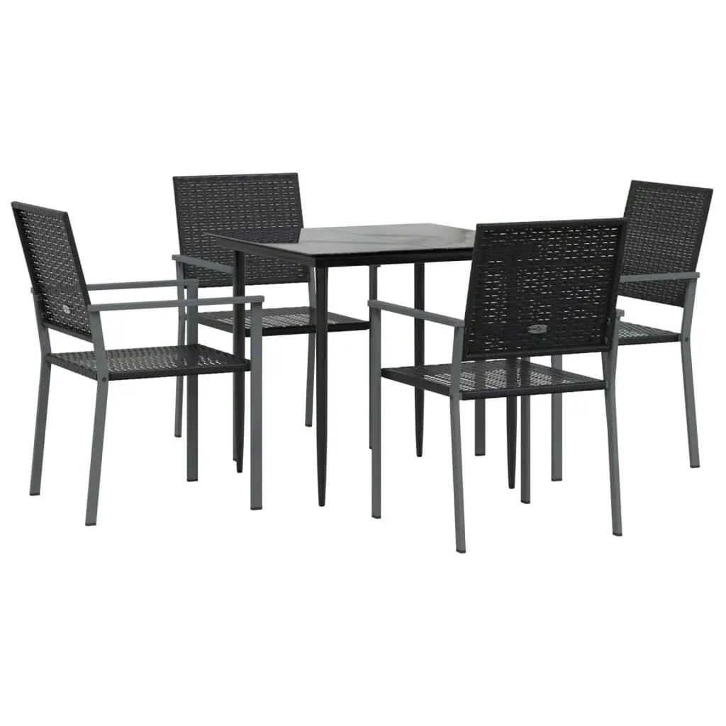 5 Piece Garden Dining Set Poly Rattan and Steel 3187004