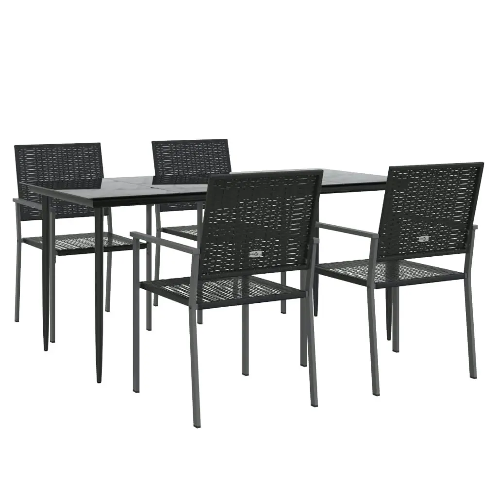 5 Piece Garden Dining Set Poly Rattan and Steel 3187011