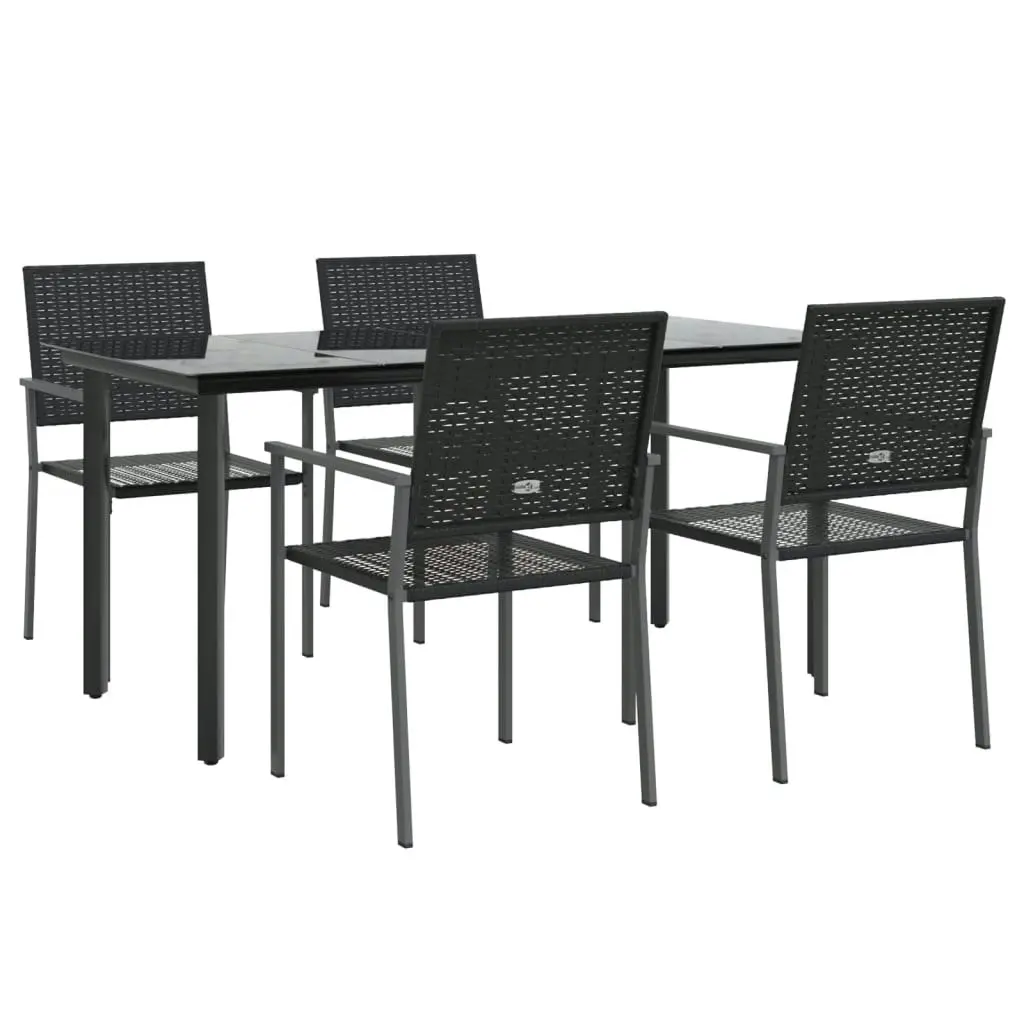 5 Piece Garden Dining Set Poly Rattan and Steel 3187027