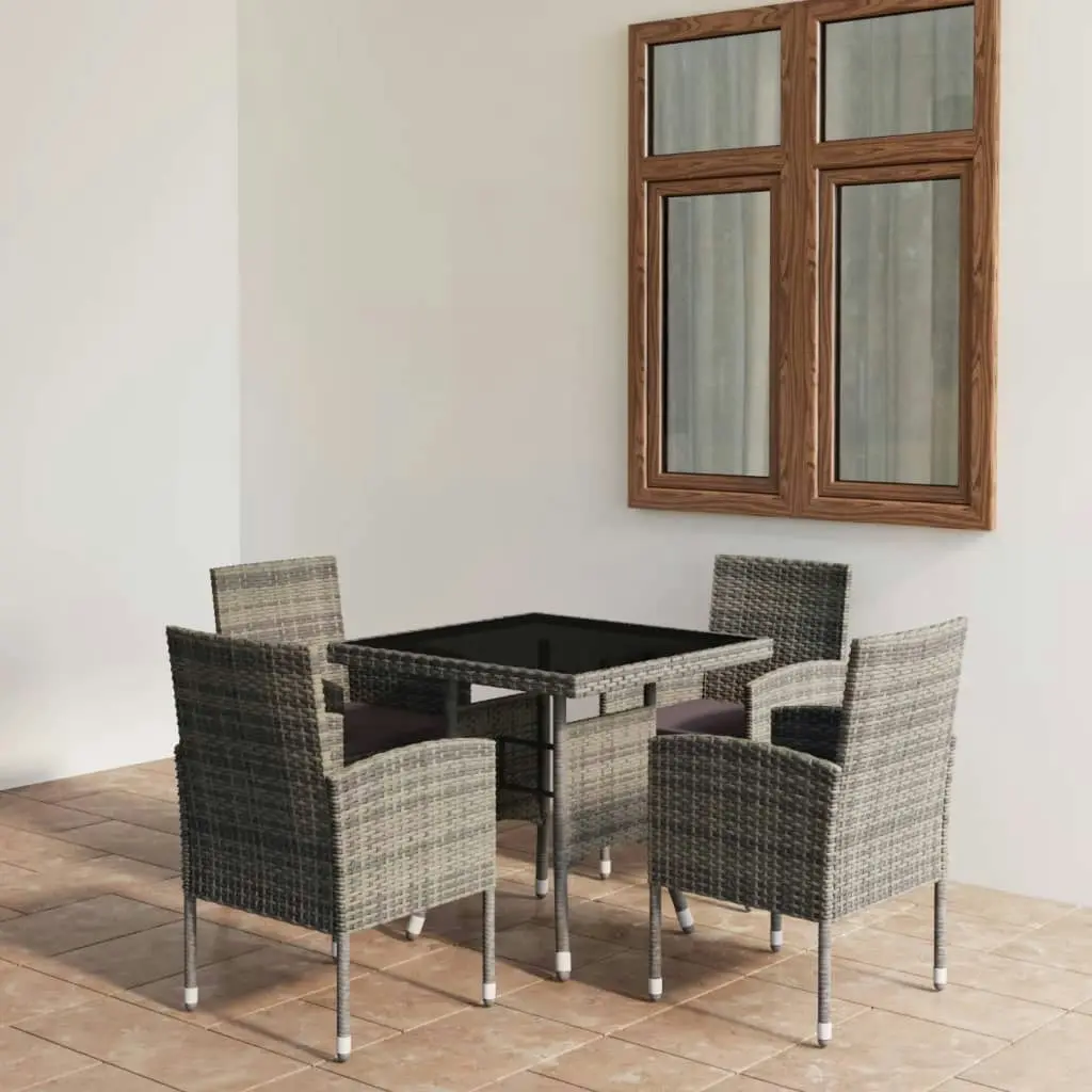 5 Piece Garden Dining Set Poly Rattan Anthracite 3059415