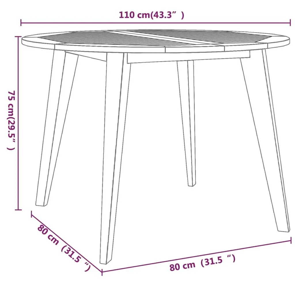 5 Piece Garden Dining Set Solid Wood Acacia 3058001