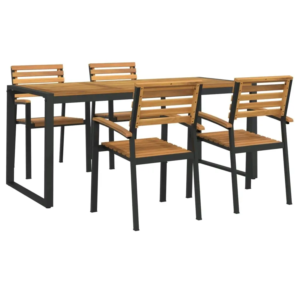 5 Piece Garden Dining Set Solid Wood Acacia and Metal 3155410