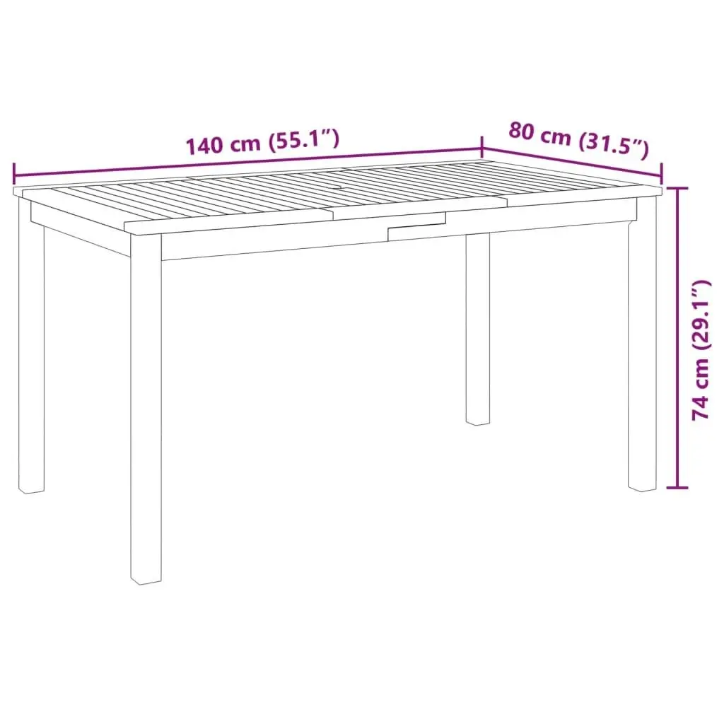 5 Piece Garden Dining Set Solid Wood Acacia 3295257