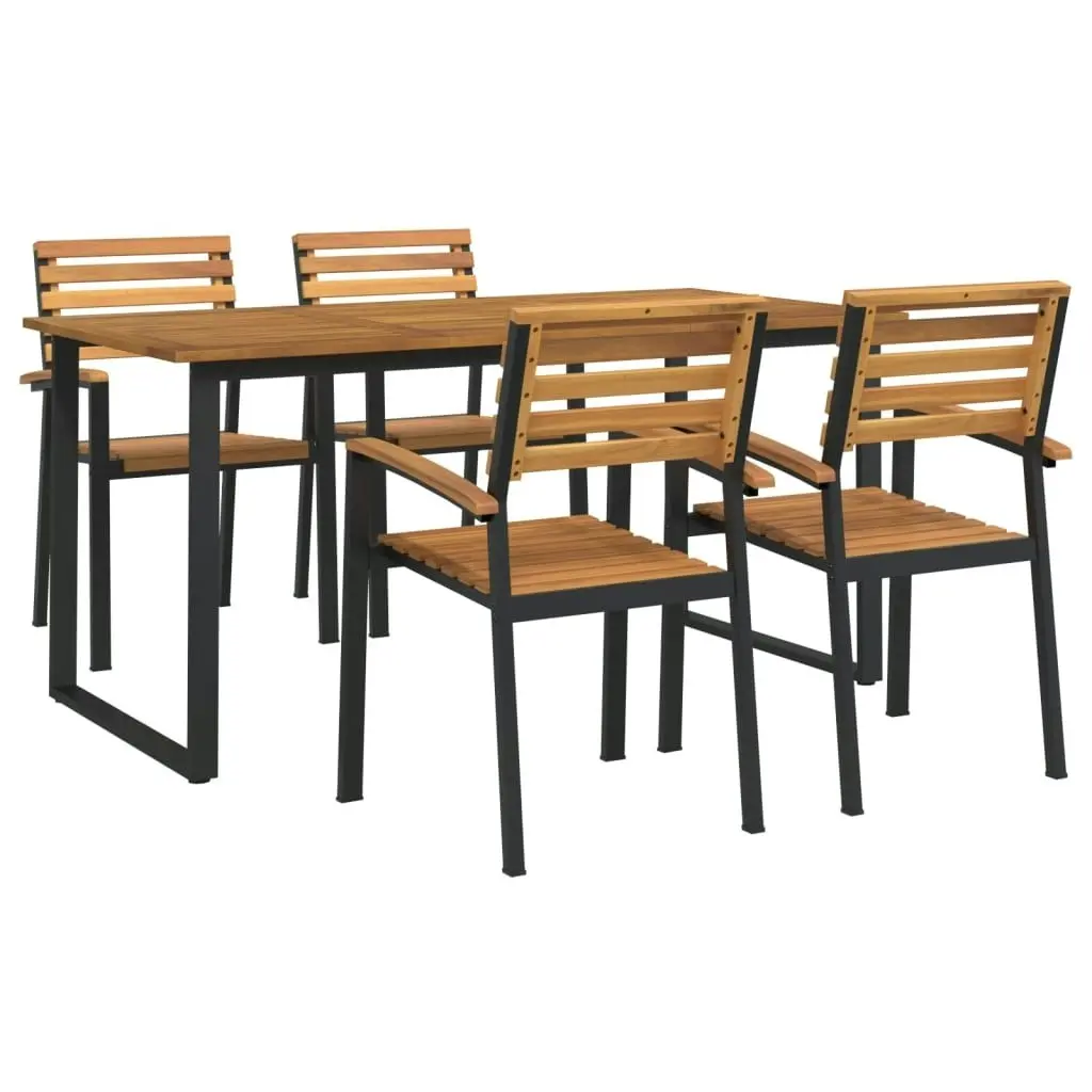 5 Piece Garden Dining Set Solid Wood Acacia and Metal 3155400