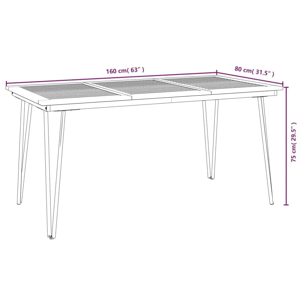 5 Piece Garden Dining Set Solid Wood Acacia and Metal 3155416