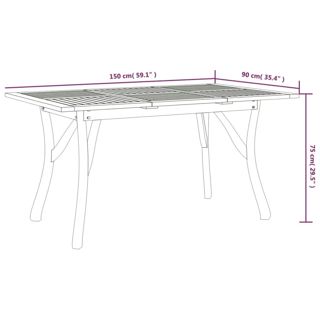 5 Piece Garden Dining Set Solid Wood Acacia 3156862