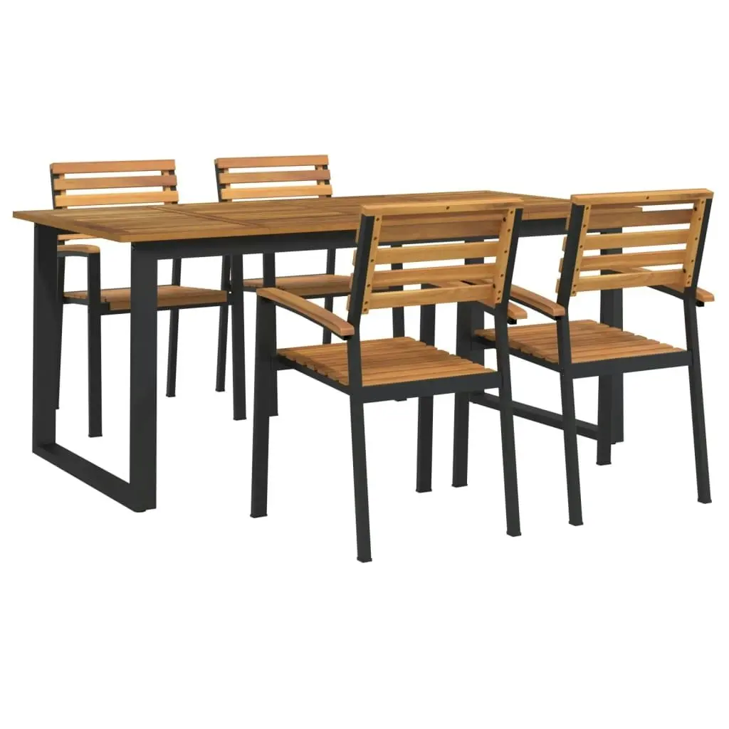 5 Piece Garden Dining Set Solid Wood Acacia and Metal 3155402