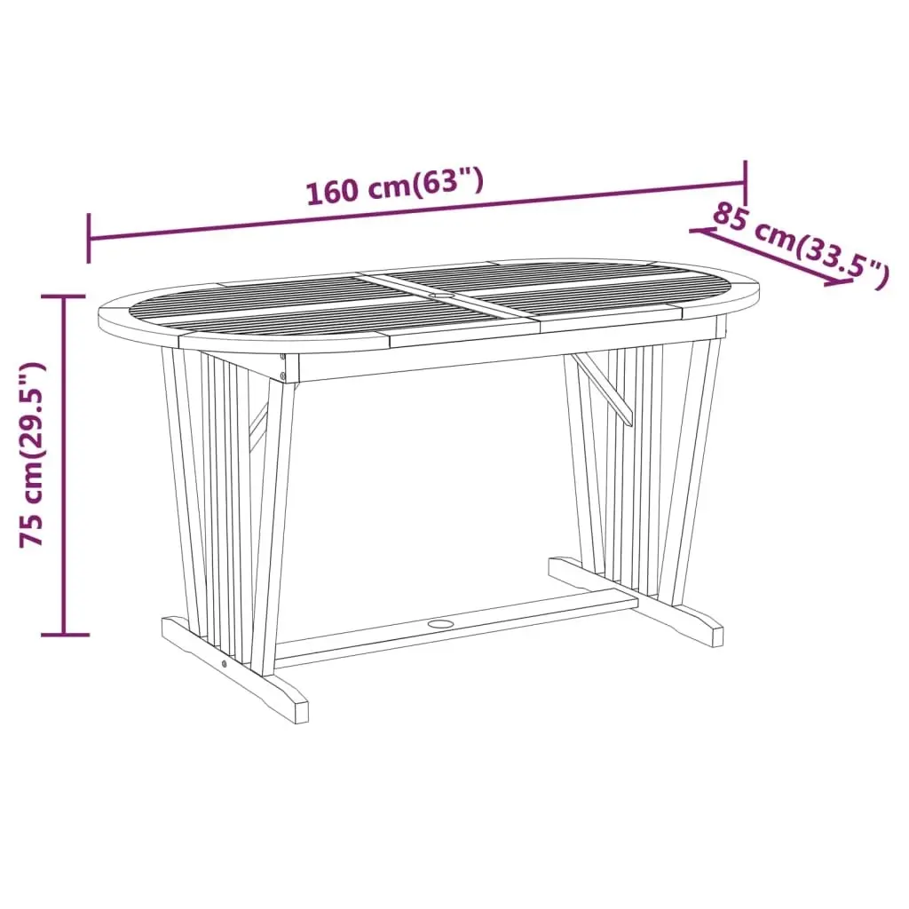 5 Piece Garden Dining Set Solid Wood Eucalyptus 3087338