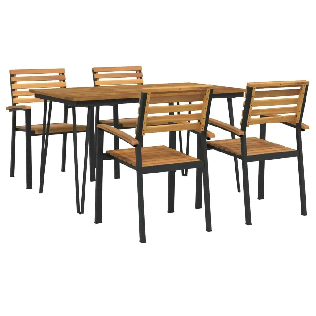 5 Piece Garden Dining Set Solid Wood Acacia and Metal 3155414