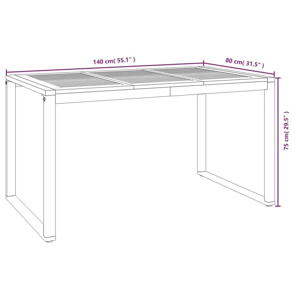 5 Piece Garden Dining Set Solid Wood Acacia and Metal 3155406