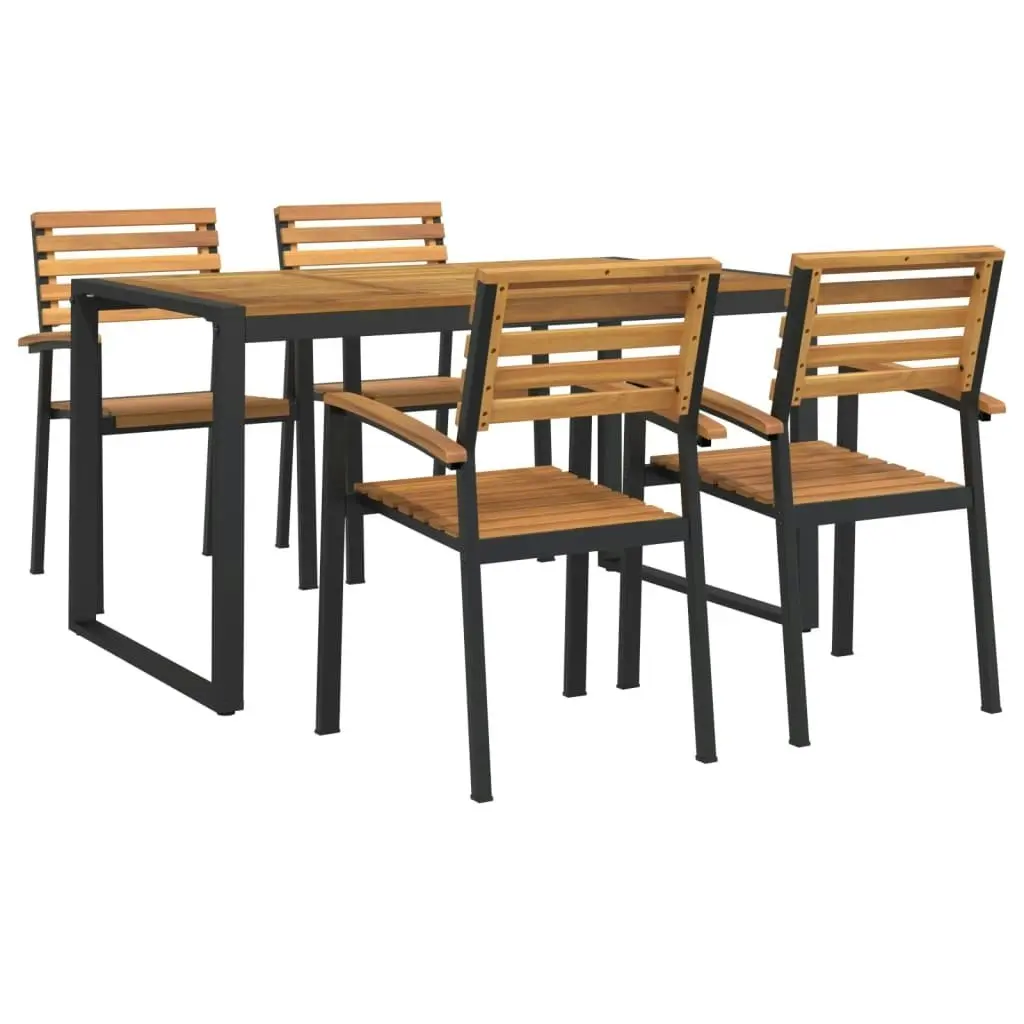 5 Piece Garden Dining Set Solid Wood Acacia and Metal 3155406