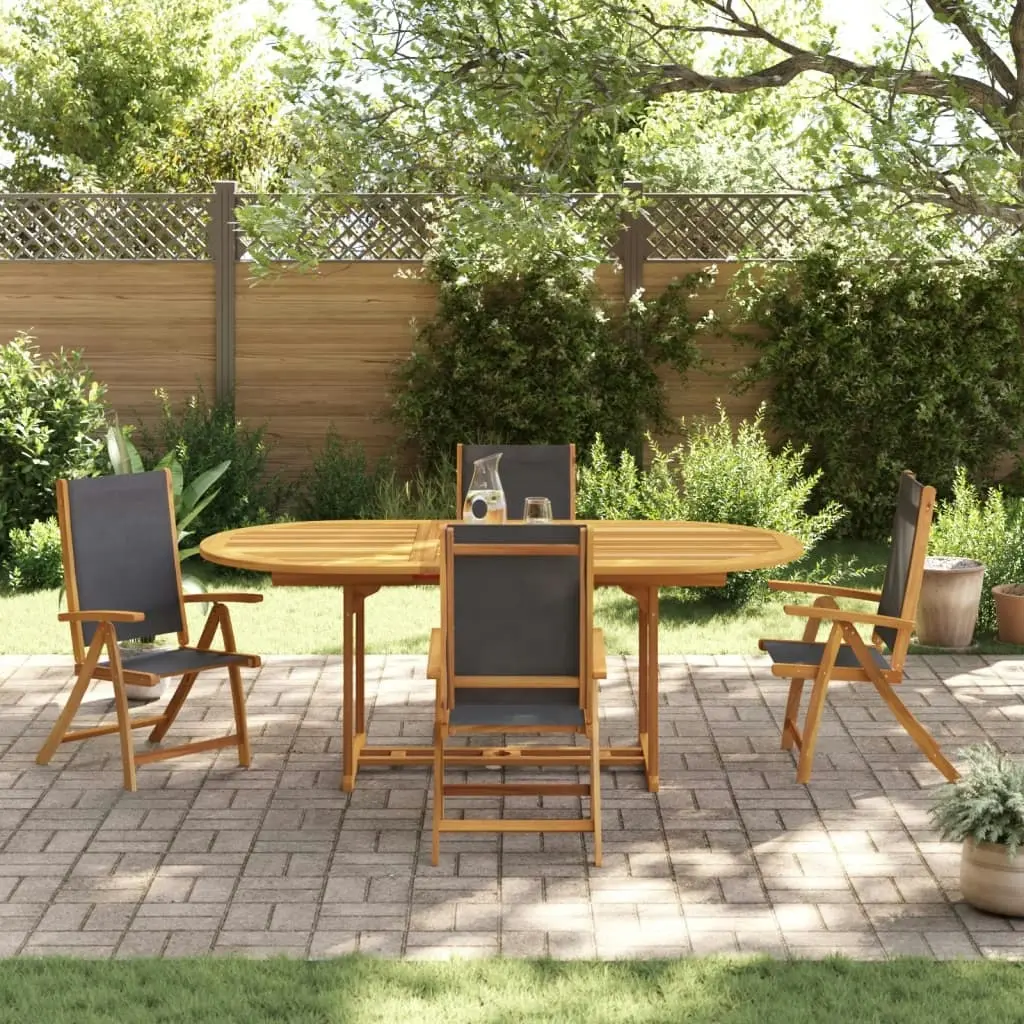 5 Piece Garden Dining Set Solid Wood Acacia and Textilene 3279258