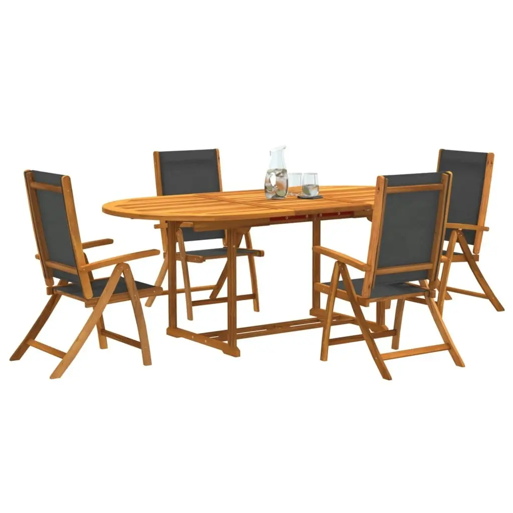 5 Piece Garden Dining Set Solid Wood Acacia and Textilene 3279258