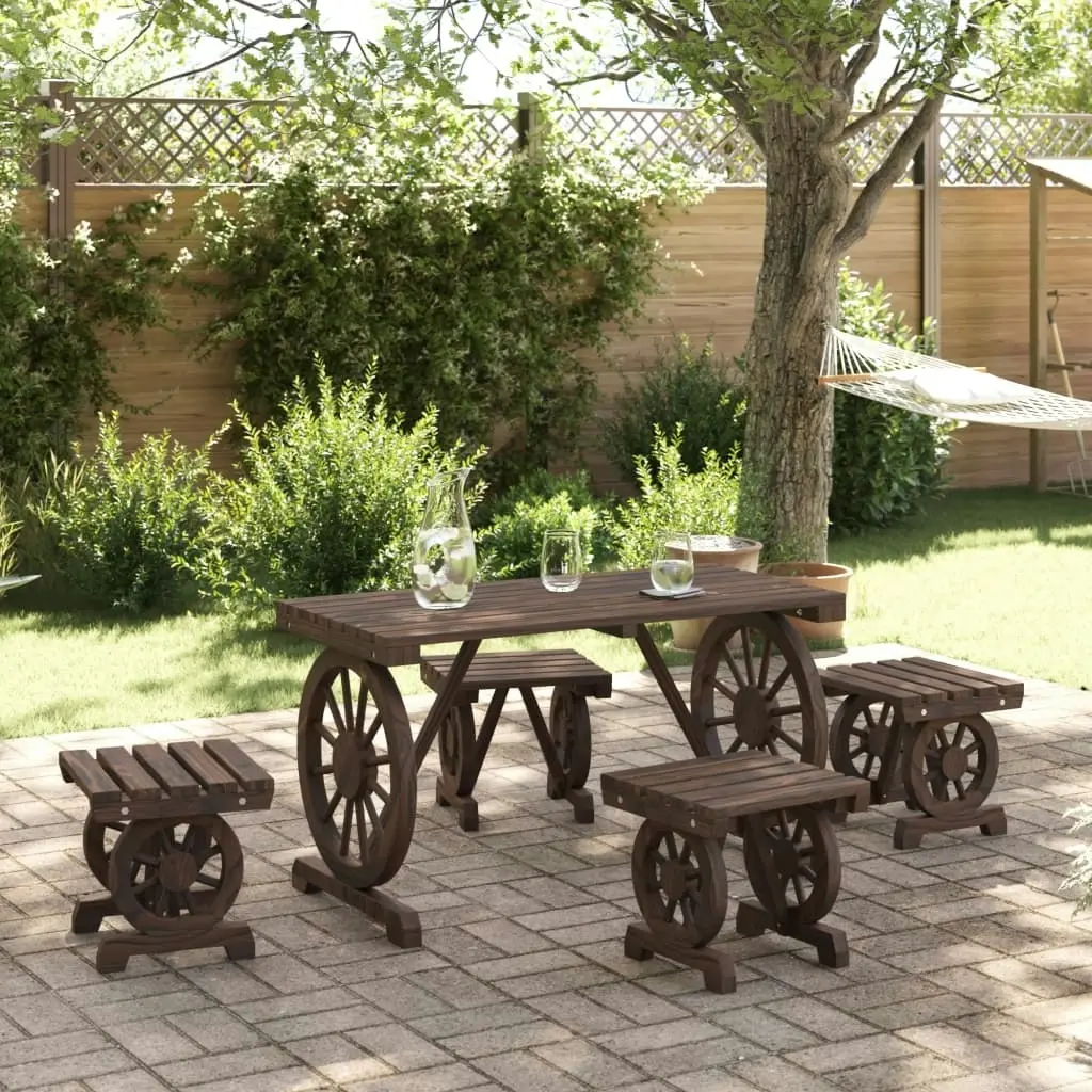 5 Piece Garden Dining Set Solid Wood Fir 3207140